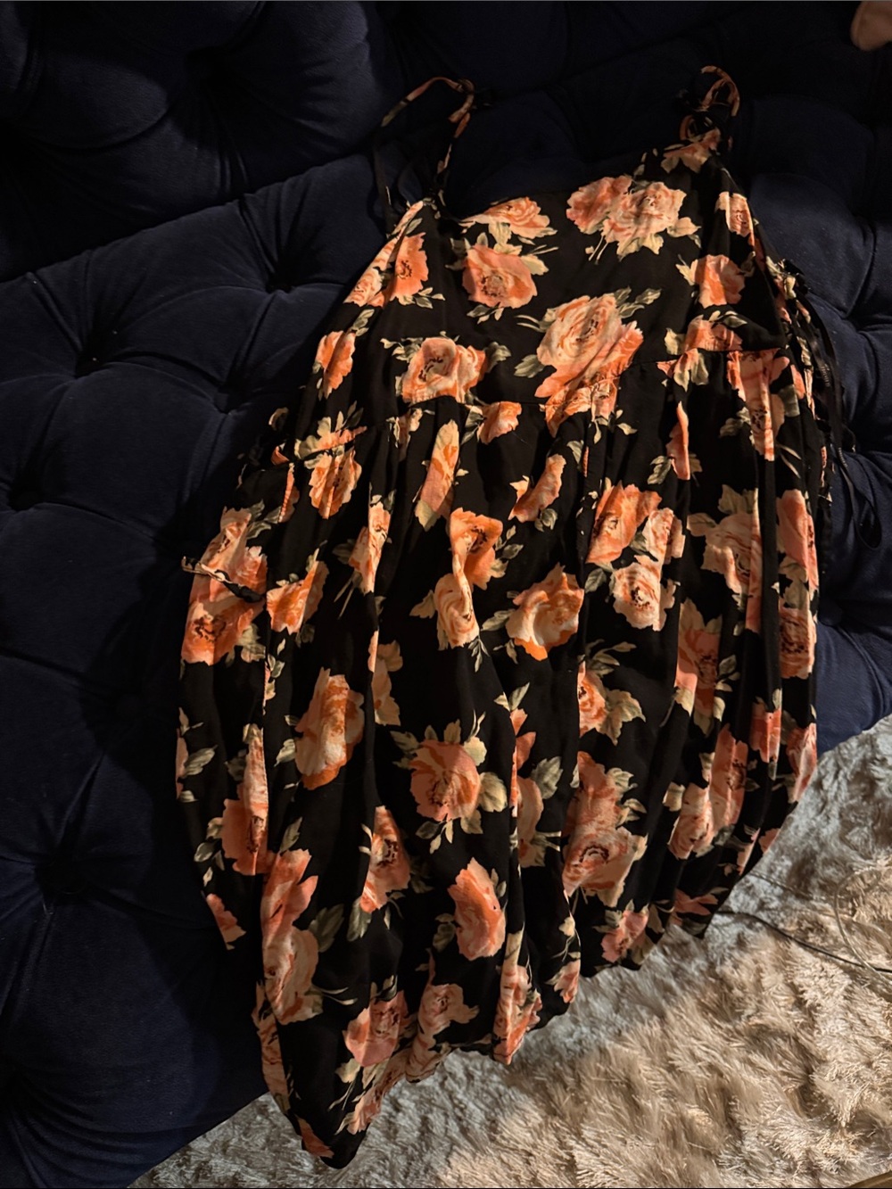 Floral Black & Peach beautiful dress